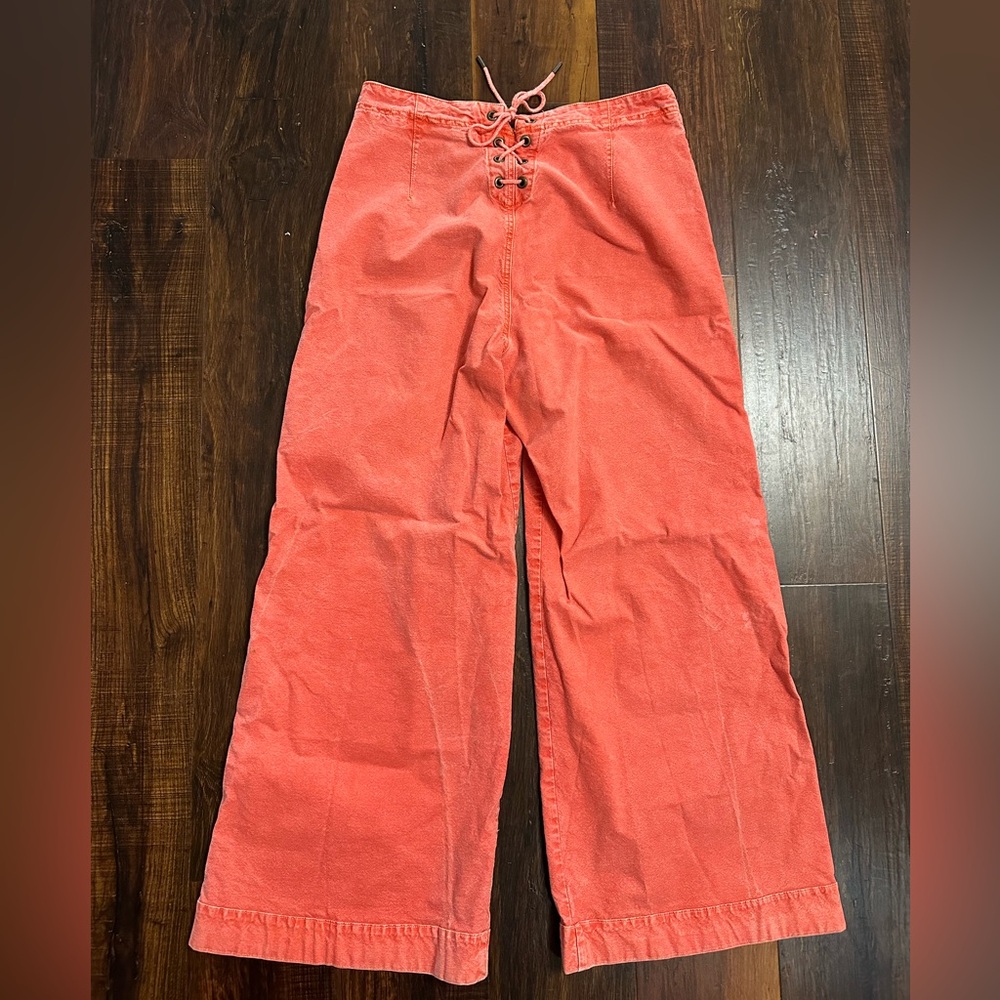 Anthropologie Pilcro Vibrant Coral Wide Trousers - Picture 6 of 6